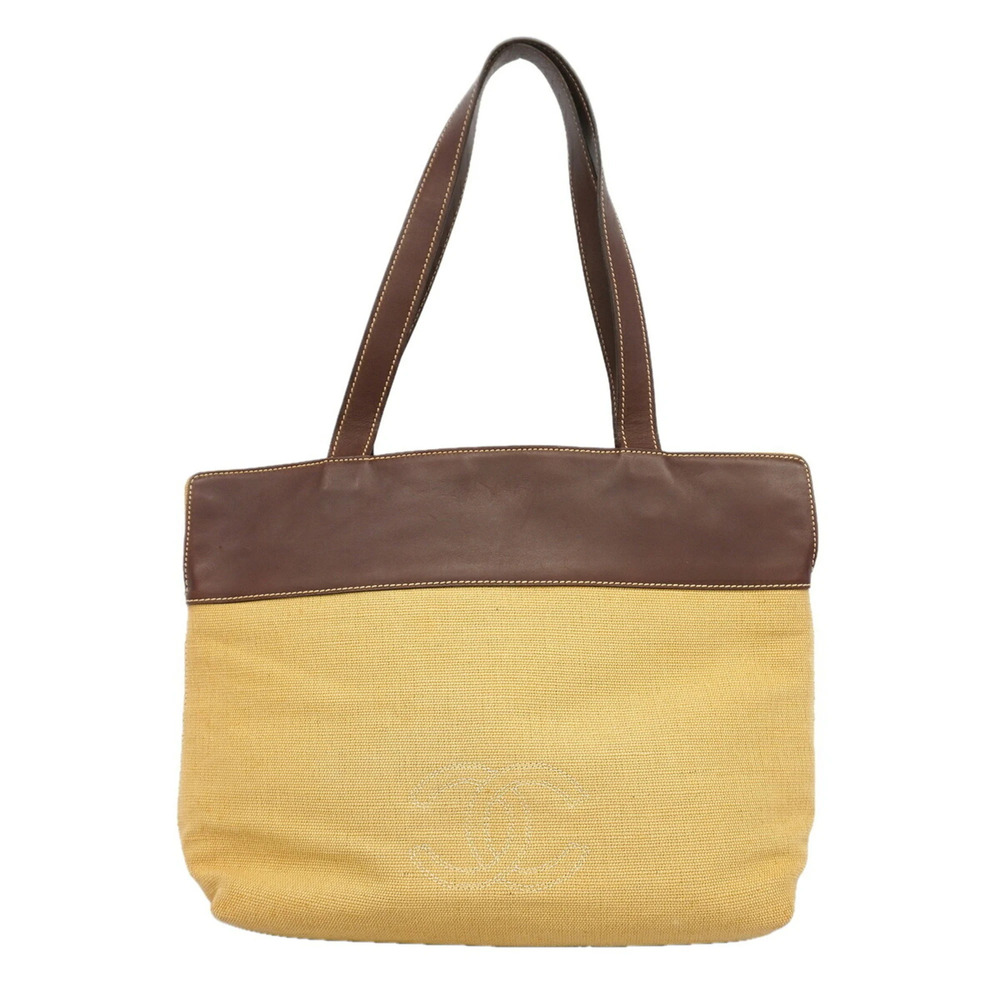Chanel canvas tote bag, beige/brown, women's.